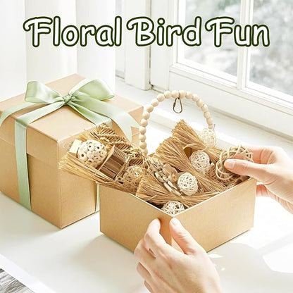 5-Pack Natural Flower Bird Toys – Foraging & Chewing Toys for Parakeets, Cockatiels, Conures & Small Birds – No Plastic, All-Natural Materials