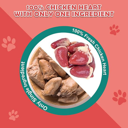 Chicken Hearts Dog Treats - Freeze Dried Chicken Heart Cat Treats Single Ingredient All Natural High Protein Pet Treats（3.5OZ）