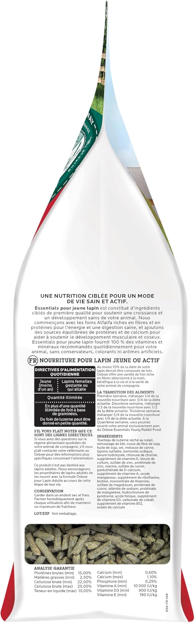 Oxbow Essentials Rabbit Food, Young Rabbit, Made with Oxbow Timothy, Pet Food Pellets for Bunnies, Small Animal Pet Products, Made in USA, High Fiber Bunny Supplies, 10 lb. bag