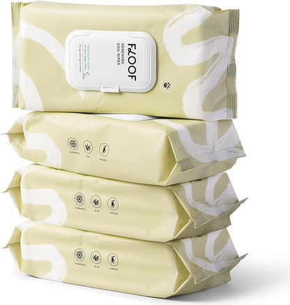 Floof Hypoallergenic Dog Wipes  Natural Aloe Grooming Wipes for Paws Face Ears Eyes & Bum  Vet-Formulated Extra Thick Safe for Puppies & Adult Dogs  288 Count