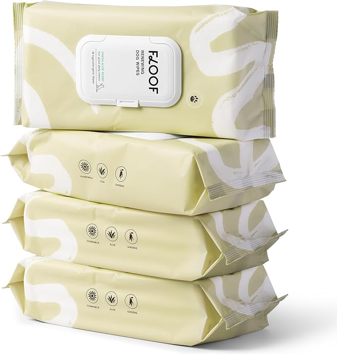 Floof Hypoallergenic Dog Wipes  Natural Aloe Grooming Wipes for Paws Face Ears Eyes & Bum  Vet-Formulated Extra Thick Safe for Puppies & Adult Dogs  288 Count