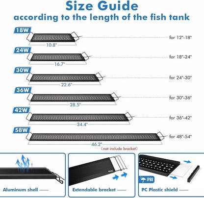 hygger Advanced Remote Control Aquarium Light Customizable Full Spectrum Fish Tank LED with DIY, Default & Weather Mode Freshwater Planted Tank