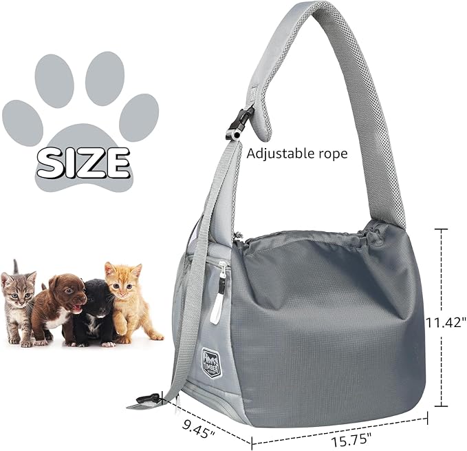 TIMBER RIDGE Dog Sling Dog Carrier with Adjustable Strap & Zipper Pocket Dog Slings for Small Dogs with Removable Pet Pad, Puppy Carrier Sling Bag Carrier for Dogs Cats,(Grey,20lb)
