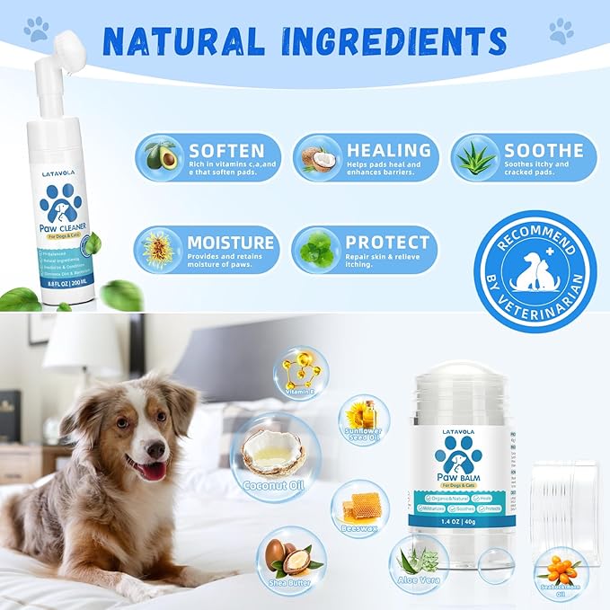 Dog Paw Care Kit- Dog Paw Cleaner for Dogs Large Medium Small XL Breed Balm for Heals - Repairs & Restores Dry - Cracked Paws & Nose Protector for Pet Foot Washer
