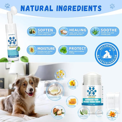 Dog Paw Care Kit- Dog Paw Cleaner for Dogs Large Medium Small XL Breed Balm for Heals - Repairs & Restores Dry - Cracked Paws & Nose Protector for Pet Foot Washer