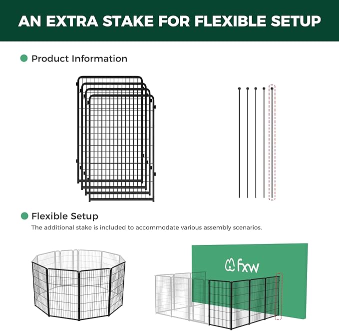 FXW Homeplus Dog Playpen for Indoor Use - Stress-Free and Safe Play, Heavy Duty 45 Inch 4 Panels Dog Pen for Large Dogs, Black_atented