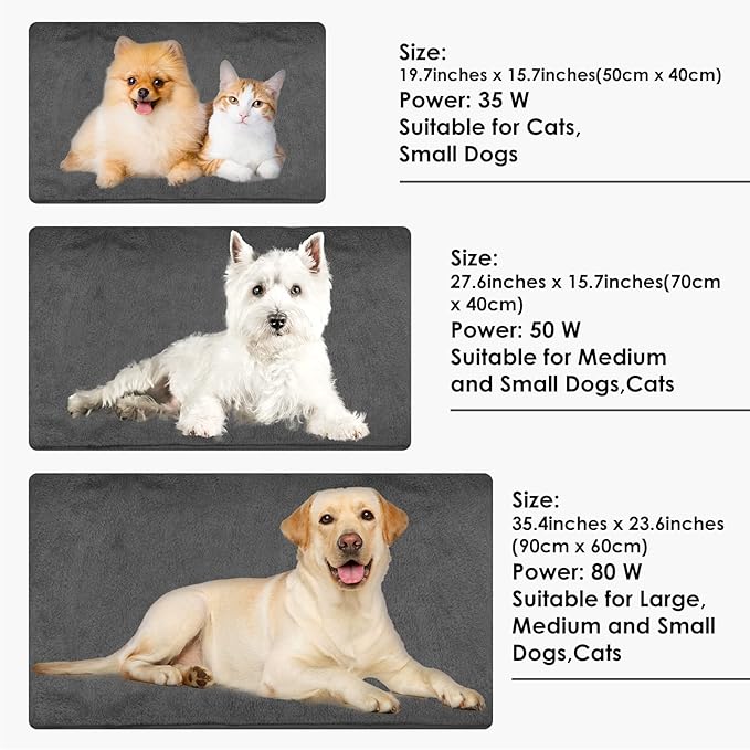 PETNF Outdoor Heated Pet Bed with Waterproof Cover,Pet Heating Pads for Dog,Soft Electric Blanket Auto Temperature Control,Heating Mat for Dog House Cabin Cot Doorway,Rescue Cats