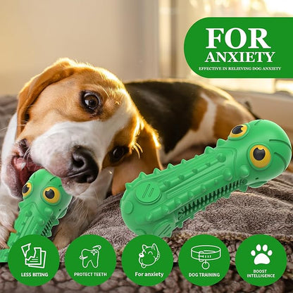 Dog Squeaky Toys for Aggressive Chewers, Dog Chew Toys for Large Medium Breed Dog, Dog Toys, Tough Durable Dogs Toys with Natural Rubber (Green)