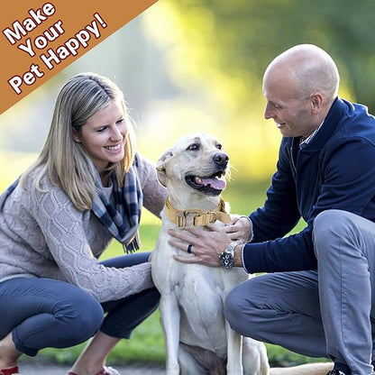 KCUCOP Tactical Dog Collar with Handle,Adjustable Military Dog Collar with Metal Buckle and Patches,Heavy Duty Dog Collars for Large Dogs (Brown-XL)