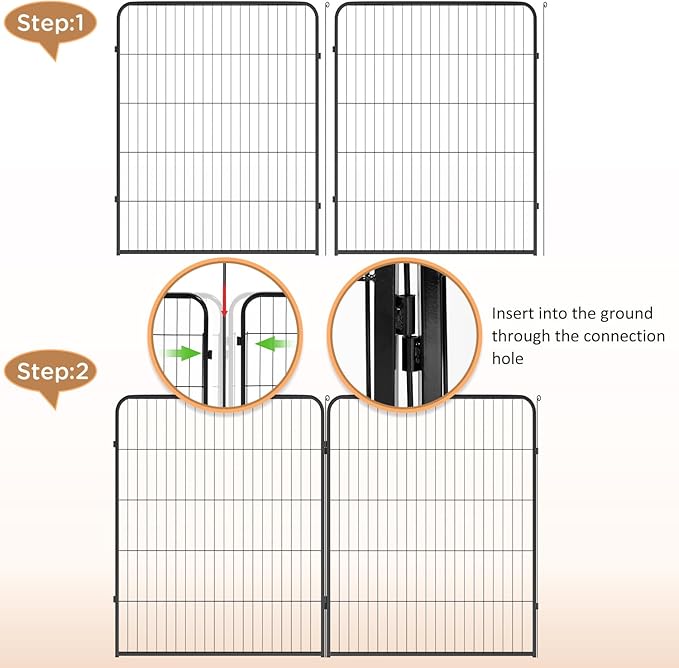 BestPet | Dog Playpen Extender | 40 Inch, 4 Panels | Heavy Duty Metal Pet Exercise Pen | Indoor Outdoor Fence Panels | Rust-Resistant, Removable, Tool-Free Setup | Anti-Skid, Expandable Design