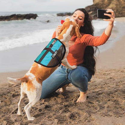 Dogline 22"-29" MaxAire Mesh Vest for Dogs and 2 Removable Emotional Support Patches, Large, Turquoise