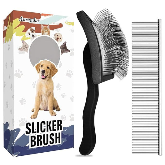 Dog Slicker Brush for Goldendoodles & Golden Doodle Brush for Grooming Kit - Dog Brush for Goldendoodle, Labradoodle, Poodles - Pet Hair Brush for Medium & Long Haired Dogs - Large (Black)