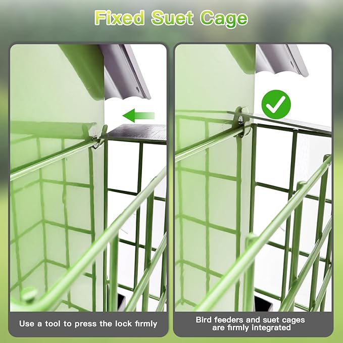 Bird Feeders for Outdoors Hanging, Metal Bird Feeder with Double Suet Cage Cake, Large Capacity, Birdfeeders Sturdy & Weatherproof, Easy to Clean & Refill, Great for Attracting Wild Birds