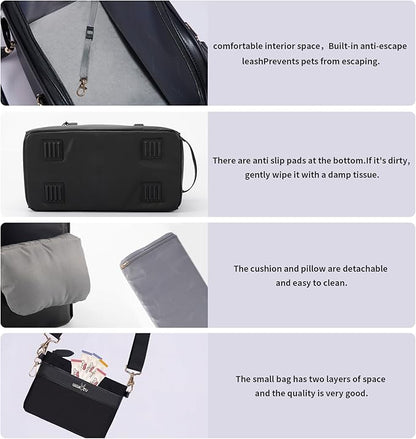Fashion Pet Carrier Dog Cat Carrier Purse Soft-Sided Leather Handbag Pet Tote Bag for Small Dogs Puppy and Cats,M