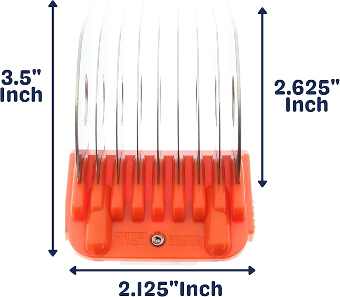 38MM - 1 1/2" Animal Clipper Guard Attachment (Not Compatible with 5-in-1 Blade) for A5 Series Clippers |Stainless Steel Blade for Professional Dog Groomers| Snap-On/Off Guard Combs for Dog Grooming