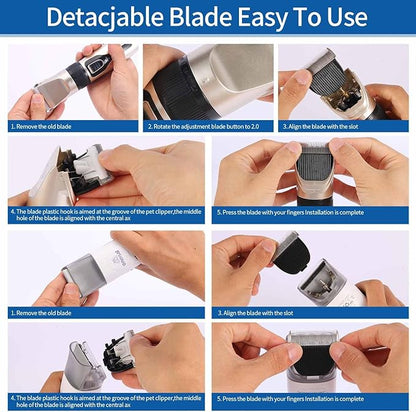 2 Pack Dog Grooming Replacement Blade Compatible with Oneisall Low Noise Dog Clippers, Dog Hair Vacuum Clipper Made of Ceramic Blade & Stainless Steel Blade Size9.5mm