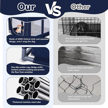 Dog Playpen 42 _ 42 inch, Puppy Playpen with Removable Roof, 25 Height Pet Playpen with Zipper Door for Small Dogs and Small Animals, Dog Fence Indoor & Outdoor