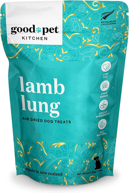 Pet Treats, Air-Dried, Natural, Single Ingredient Dog Treat, Free Range, Grain Free Dog Treats, Toppers, Snacks, Lamb Lung 1.4 oz