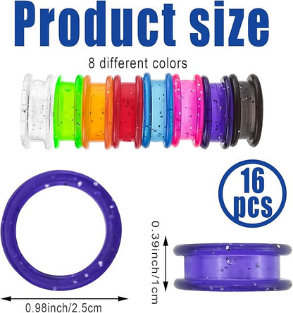 16 PCS Soft Silicone Scissors Finger Rings Dog Grooming Pet Shears Ring Thumb Inserts Finger Protector Ring Scissor Accessories for Barber Dog Hair Cutting Scissors (8 Colors)