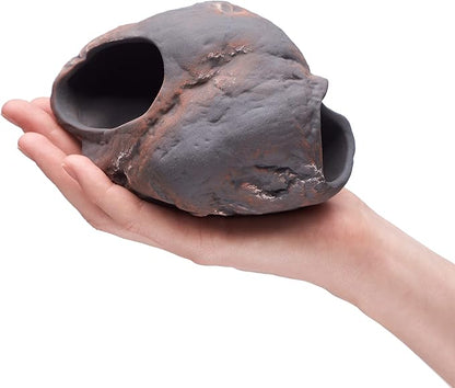 Plecoceramics Cichlid Stone Decoration - Aquarium cave for Cichlids, Betta, Small Fish - Fish Tank Hideway Decor - Betta Toys Hideout Stones House (Magma Stone Small)