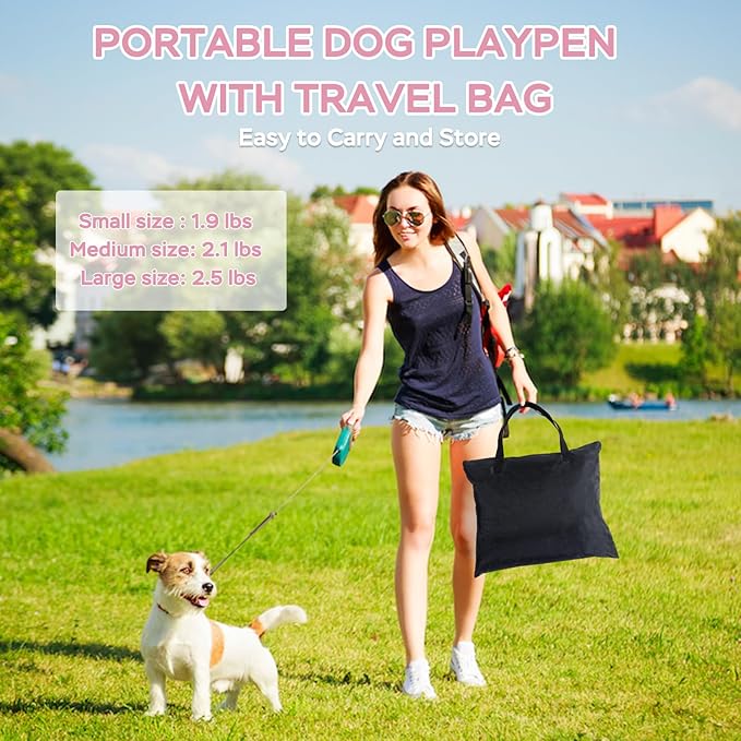 Portable Foldable Pet Playpen Collapsible Crates Kennel Playpen for Dog cat and Rabbit &Travel playpen Outdoor or Indoor (M, Pink)