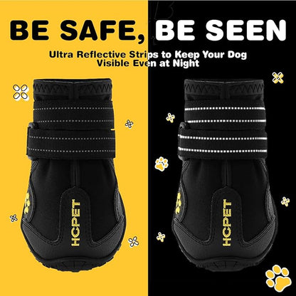 Hcpet Dog Shoes, Dog Boots for Small Dogs, Waterproof Medium Dog Booties Paw Protector for Summer Hot Pavement, Winter Snowy Day, Outdoor Walking, Indoor Hardfloors Anti Slip Sole Black Size 1
