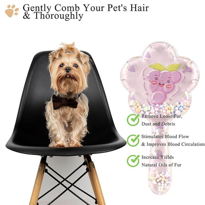 Soft Dog Brush for Small Dogs | Gentle Puppy Brush for Yorkies, Shih Tzus, Maltipoos & Maltese | Pet Hair Removal Brush with Soft Bristles | Dog Brush for Shedding (Purple Grapes)