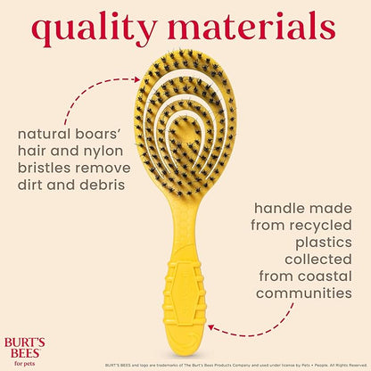 Burt's Bees for Pets Bristle Brush with Natural Boars Hair & Nylon with Handle Made from Recycled Plastics Collected from Coastal Communities | De-Shedding Dog Brush | Eco Friendly Dog Grooming Brush