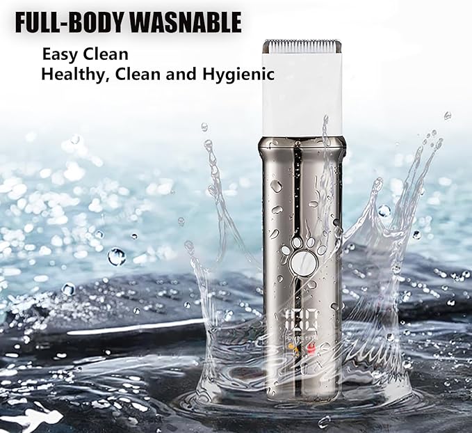 4-in-1 Dog Grooming Clippers Kit, Cordless Rechargeable Low Noise Shaver Grooming Supplies, Waterproof and Washable Pet Trimmer Set with Paw Trimmer for Dog Pets (Grey)