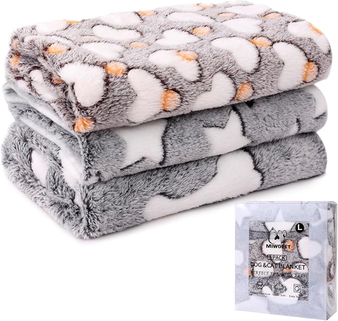 3 Pack Cat and Dog Blanket Soft & Warm Fleece Flanne Pet Blanket, Great Pet Throw Sleep Mat for Puppy Cats Small Medium & Large Dogs Cute Star/Love/Bone(Large 40" x 30")