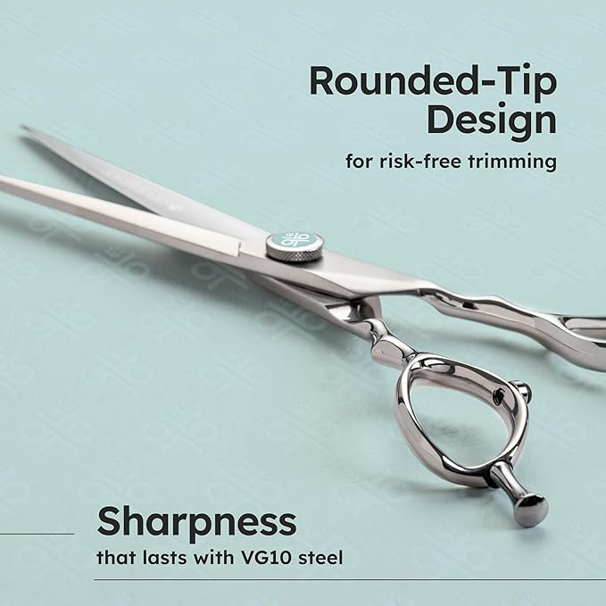 7" Dog Grooming Scissors  Sawtooth Blade, VG10 Stainless Steel for Sharpness, Durability, and Edge Retention, Perfect for Grooming Maltese, Yorkie, Schnauzer