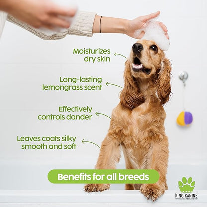 King Kanine Natural Dog & Cat Shampoo King Klean 16 oz | Organic Pet Shampoo for Sensitive & Dry Skin | Hypoallergenic Gentle Cleansing Formula for Pet Allergies