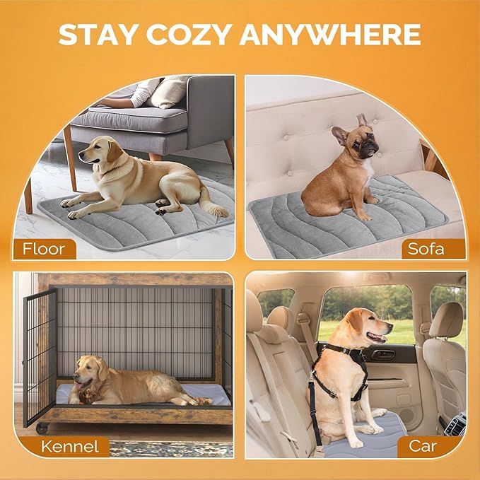 Cozyide Dog Crate Pad, Medium Reversible Dog Cooling Mat(Cool & Warm), Washable Soft Crate Mat for All Season, 28" L x 22" W, Dark Grey