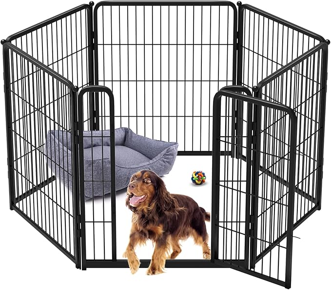 FXW Homeplus Dog Playpen for Indoor Use - Stress-Free and Safe Play, Heavy Duty 32 Inch 6 Panels Dog Pen for Puppies, Small and Medium Dogs, Black_atented