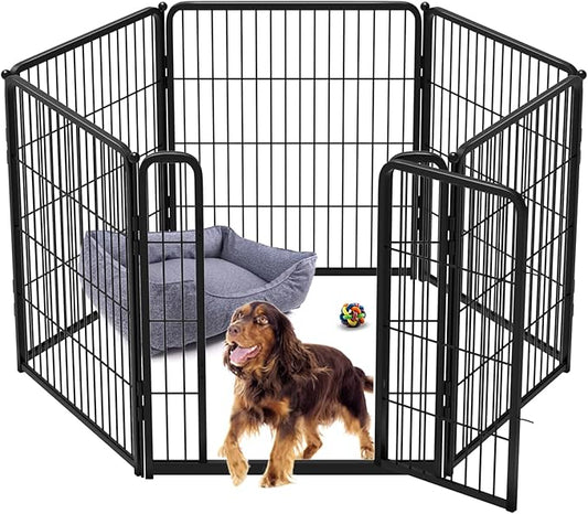 FXW Homeplus Dog Playpen for Indoor Use - Stress-Free and Safe Play, Heavy Duty 32 Inch 6 Panels Dog Pen for Puppies, Small and Medium Dogs, Black_atented