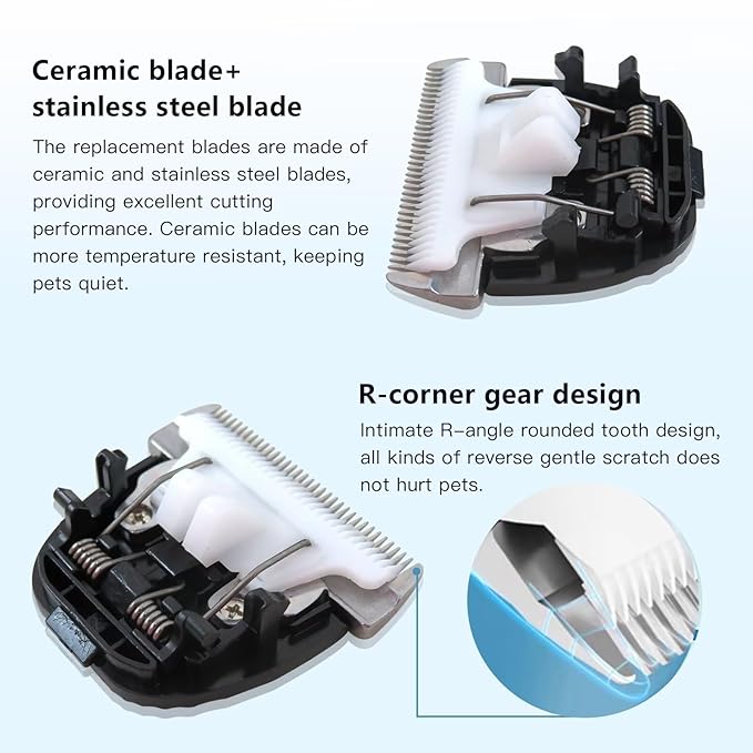 2pcs Replacement Blade for Dog Clippers for oneisall Low Noise Cordless Electric Quiet Hair Clippers Replacement Head