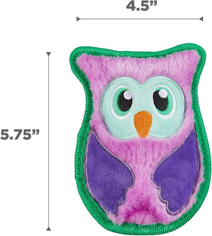 Outward Hound Durablez Minis Stuffing-Free Squeaky Plush Dog Toy for Puppies & Small Dogs - Interactive, Soft Yet Tough, No Mess, Jumbo Squeaker, Long-Lasting Play, Owl