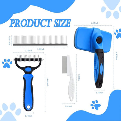 4 in 1 Pet Grooming Kit Dematting tool Stainless Steel Comb Deshedding Brush for Dog and Cat With Long Hair