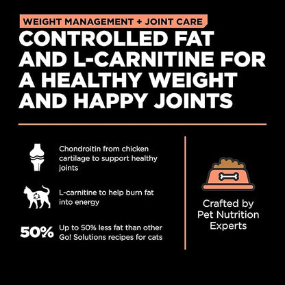 Go! Solutions Weight Management + Joint Care, Grain-Free Dry Cat Food, Salmon Recipe, 6 lb Bag