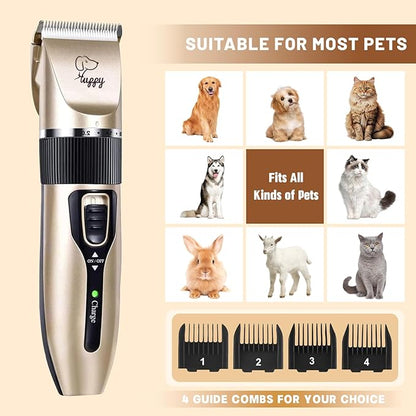Dog Grooming Clippers Dog Grooming Kit with Rechargeable Dog Nail Trimmers cat Nail Clipper Low Noise, Electric Quiet Hair Clipper Set for Dog Cats Pets