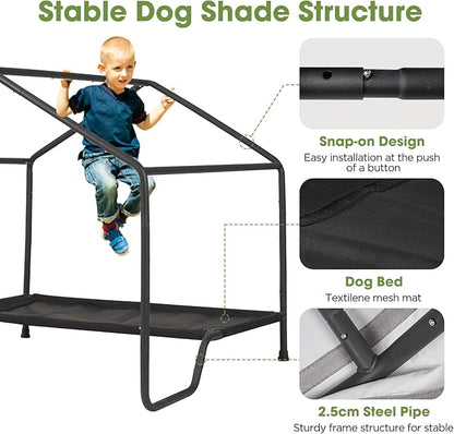 Dog Shade Shelter Outdoor Tent for Small Medium Large Dogs, Waterproof Sun Protection Dog Tent with Bed, Outside Sun Rain Canopy Pet House for Dogs Cats Livestock, Grey, 39.8x39.8x41.3 in