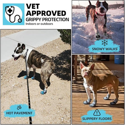 Dog Shoes for Large Dogs, Medium Dog Boots & Paw Protectors for Hardwood Floors, Outdoor Dog Booties for Hot Pavement Winter Snow Hiking, Waterproof Dog Shoes with Reflective Strips Size 3