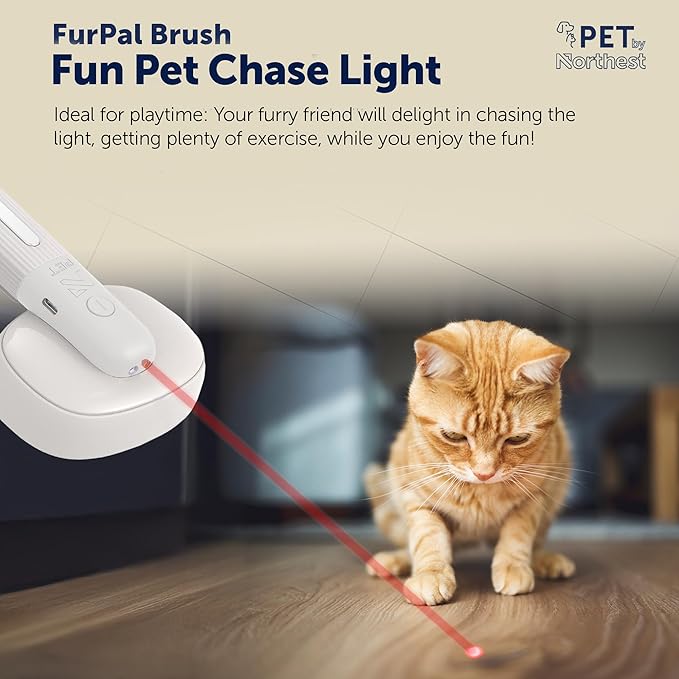 MultiFunctional Pet Brush, Dog Brush for Shedding, Cat Brush for Shedding, Grooming & Hair Removal, Deshedding Dog Brush, Vib Massage, Neg. Ion Tech, UV light for tick detection, pet chase light.