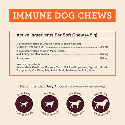 Hemp Well Immune - Allergy Support Dog Soft Chews - Long Lasting Relief for Seasonal Dog Allergies and Itching - Supports Healthy Skin and Immune System - Gut Health - Organic (30)