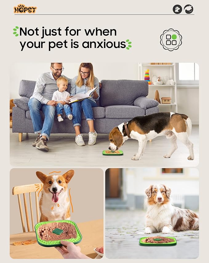 HOPET Licking Mat for Dogs Crate, Interactive Large 7.1" Size Lick Mats for Boredom Relief & Anxiety Reduction, Soft & Safe Peanut Butter Lick Pad for Training(Square-Shaped)