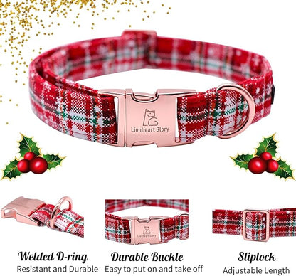 Lionheart glory Christmas Plaid Dog Collar, Dogs Collar Adjustable Soft and Comfortable Dog Collars for Large Dogs Girl or Boy Pet Gift Fall Collar Dog Collar