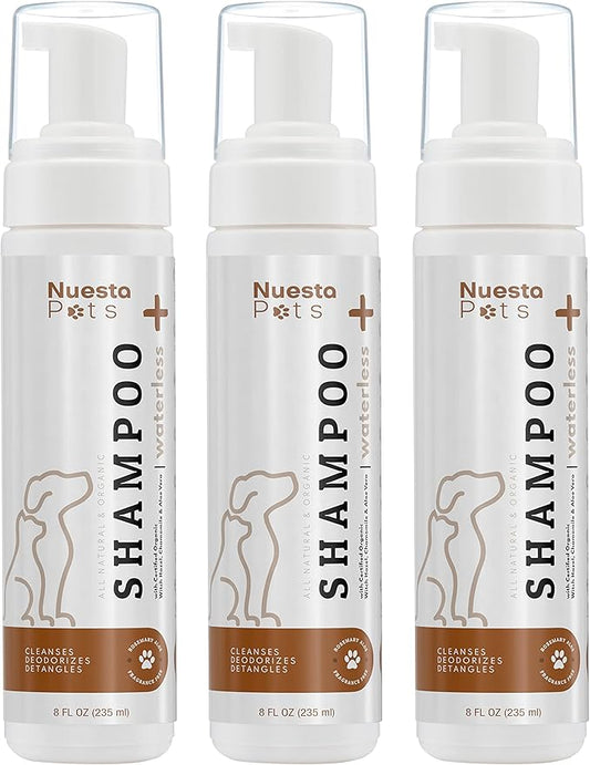 Pets Waterless No-Rinse Pet Shampoo | Soothing Hypoallergenic Gentle | time-Saving Stress-Free foaming Cleanser (3 8 fl oz Bottles Unscented)
