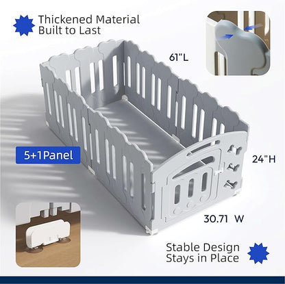 Dog Playpen, Puppy Playpen for Small Dogs, Indoor Dog Play Pen with Door & Lockable Gate, Foldable Portable Pet Fence, 61" x 61" x 24", Easy to Assemble