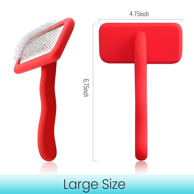 Fenice Peak Slicker Brush for Dogs Red Wooden Dog Brush Pet Comb for Poodles Goldendoodles Easy to Remove Tangles Dirt and Loose Hair Professional Dog Grooming Brush