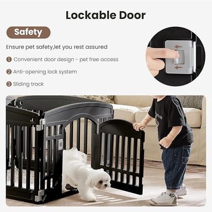Dog Playpen 4-Panel 24" | Safe & Secure Indoor/Outdoor Pet Fence | Folding & Portable |35 x 35 x 24IN, Ideal for Small to Medium Dogs | Easy to Clean ï¼_lackï¼